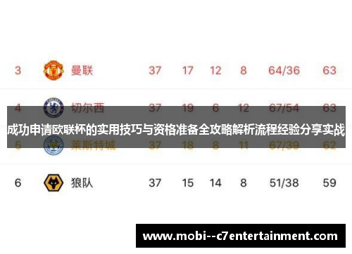 成功申请欧联杯的实用技巧与资格准备全攻略解析流程经验分享实战